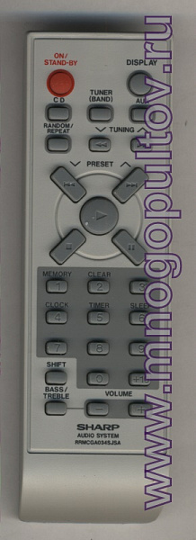 SHARP RRMCGA034SJSA для модели XL-MP8HR AUDIO SYSTEM