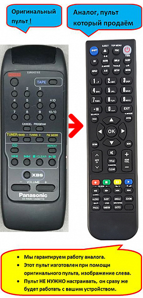 Пульт PANASONIC EUR642162, RX-DS25 (аналог)