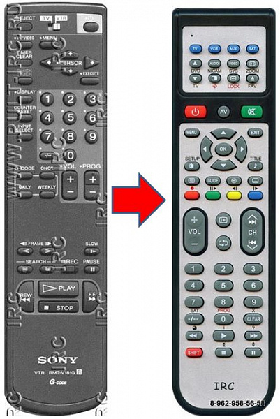 SONY RMT-V181C , RMT-V181B, RMT-V181G, RMT-V181F, RMT-V181E , RMT-V181M пульт для видеомагнитофона (аналог)