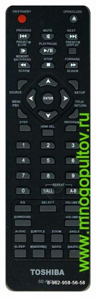 TOSHIBA SE-R0246 для модели SD-57HTKR (пульт-аналог)