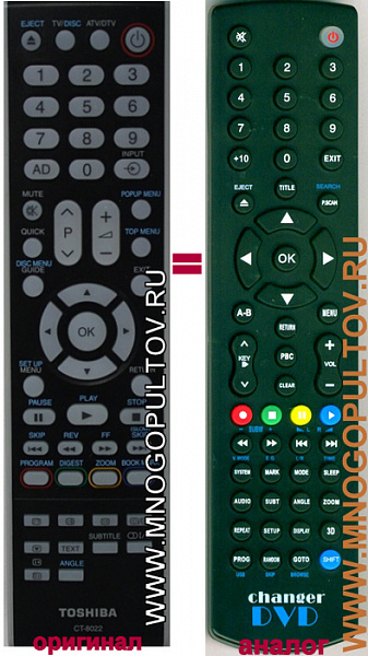 TOSHIBA CT-8022 для моделей 42DB833R, 32DB833R TV+Bly Ray плеер (предлагаем аналог)